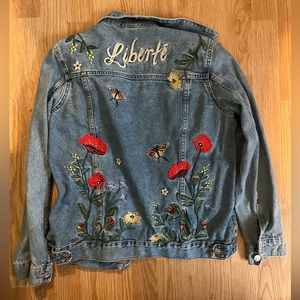 &DENIM Unique Liberté Embroidered Denim Jacket - Size8